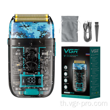 VGR V-352 เครื่องโกนหนวดแบบชาร์จกันน้ำแบบโปร่งใสสำหรับผู้ชาย